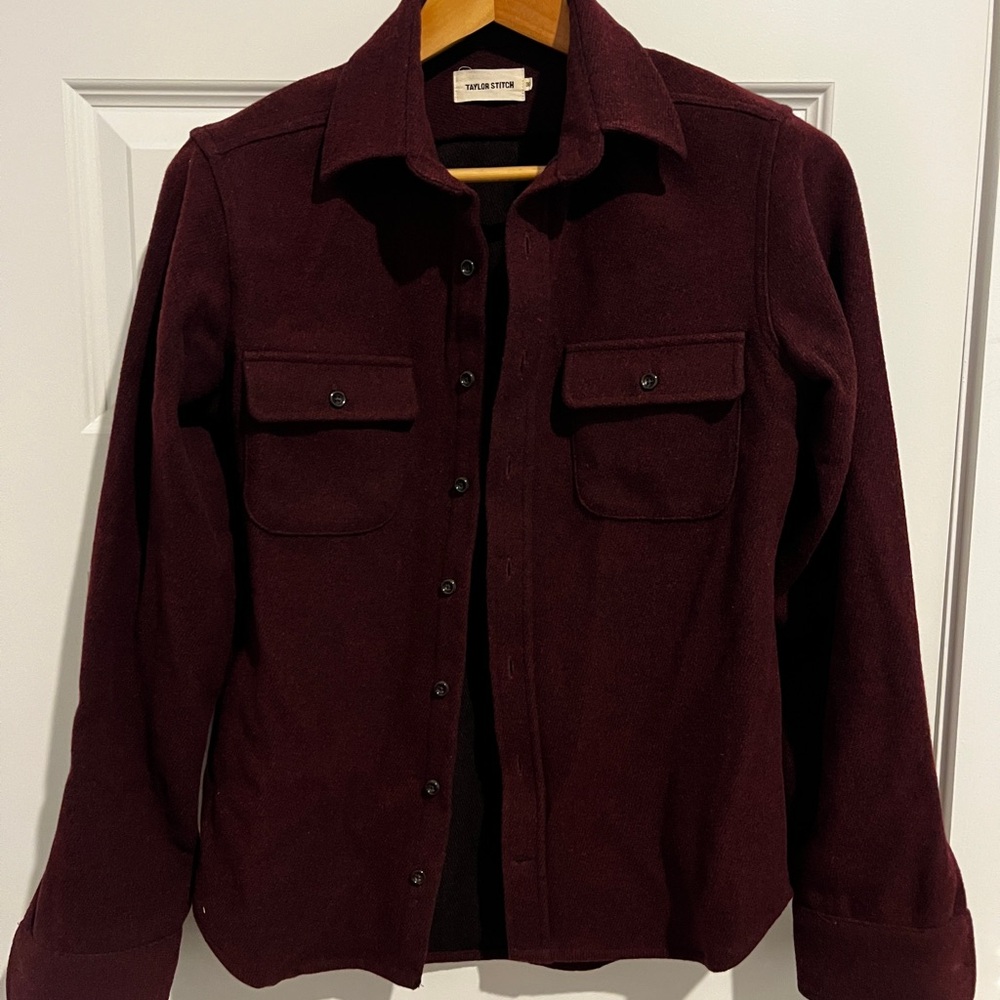 Taylor Stitch RARE wool blend camp flannel in deep red